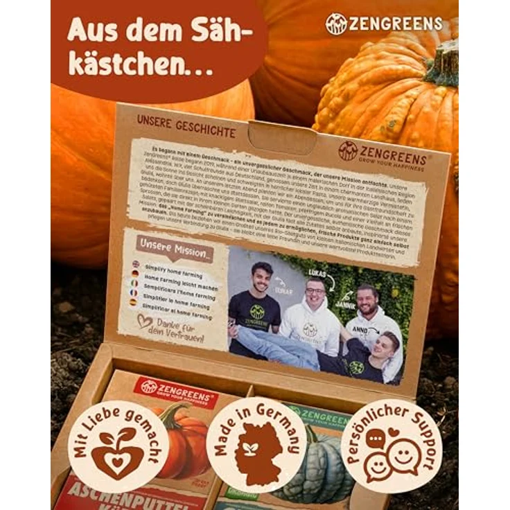 ZenGreens® - Bio Kürbissamen im 6er Set - 6 Kürbis Samen für den einfachen Anbau im Garten, Balkon oder Hochbeet - Pflanzensamen - Saatgut – Bild 5