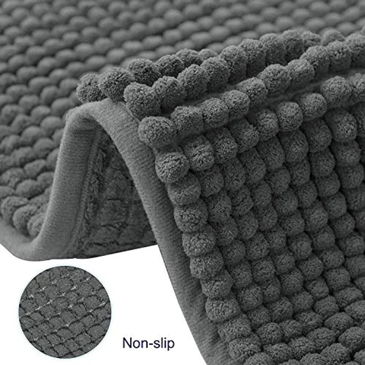 subrtex Badematte rutschfest Badezimmerteppich aus Chenille Saugfähig Badteppich weich Wasserabsorbierende Badvorleger für Badezimmer,Maschinenwaschbar(40x60 cm, grau) – Bild 7