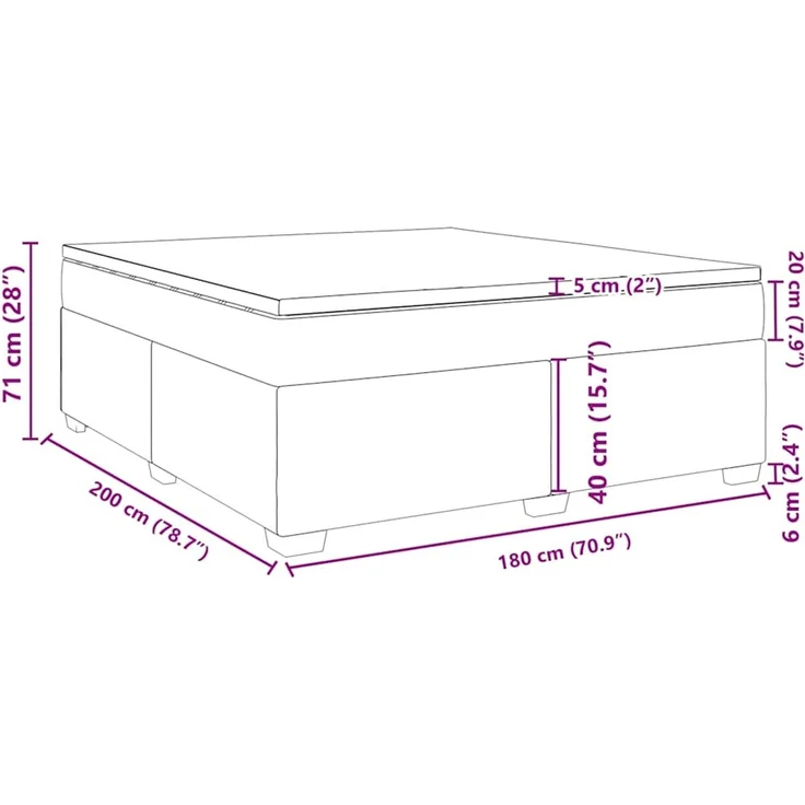 vidaXL Boxspringbett mit Matratze Dunkelblau 180x200 cm Samt 3285303 – Bild 12