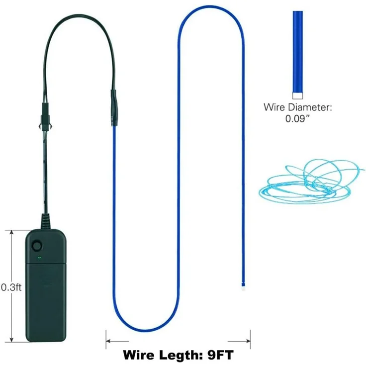 ABC EL-Lichterkette, 5er-Set, 9 Fuß, mit Batteriepack – Bild 3