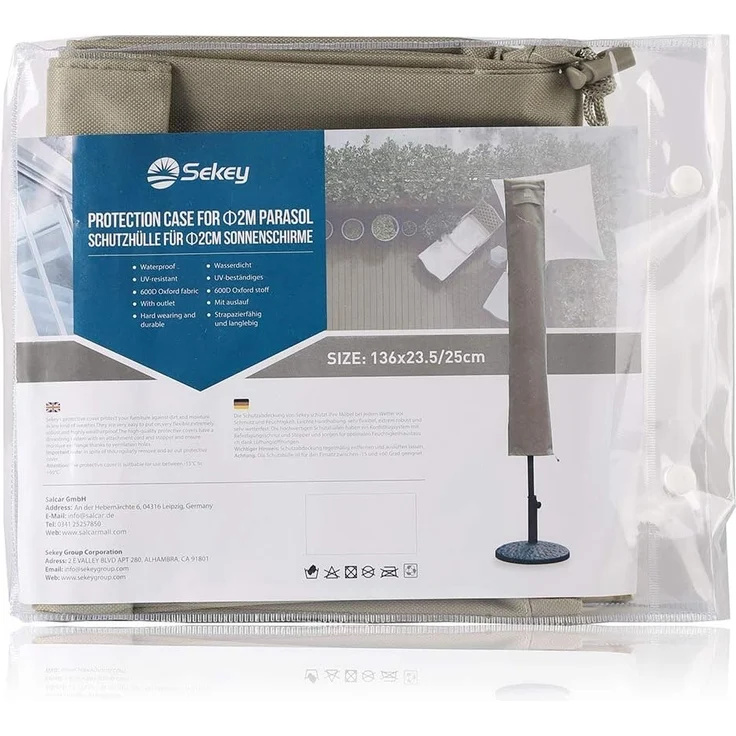 Sekey® Schutzhülle für Ø 200 cm / 200 cm × 150 cm / 200 cm × 125 cm Sonnenschirm, Abdeckhauben für Sonnenschirm – Bild 6