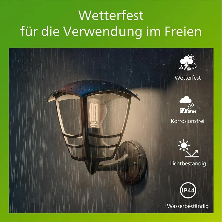 Wandleuchte Philips Creek Schwarz 60 W, 17,5 cm x 2 cm x 23,5 cm – Bild 3