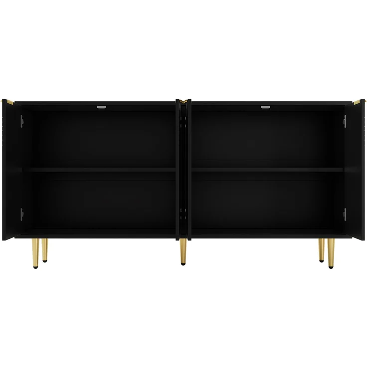 DESVIAE Sideboard mit 4 Türen und verstellbaren Einlegeböden 160x80x40 cm MDF Spanplatte Schwarz – Bild 9
