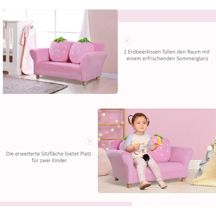 HOMCOM Sofa Kinder Erdbeersofa – Bild 6