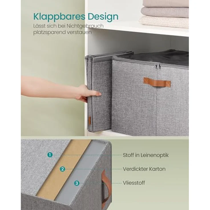 SONGMICS Schuh-Organizer, Schuhaufbewahrung, für 16 Paar Schuhe, Schuhbox, Griffe, platzsparend, Aufbewahrungsbox mit transparentem Deckel, anpassbar, für Schrank, taubengrau – Bild 6