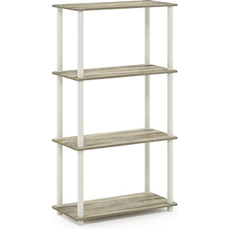 Furinno 4-Ebenen Mehrzweck-Regal, holz, Sonoma Eiche/Weiß, 29. 46x29. 46x109. 85 cm – Bild 8