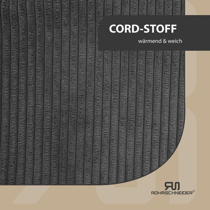 ROHRSCHNEIDER Hundebett - Cord, Hundekorb, Tierbett, Wendekissen, Bezug waschbar, rutschfest Grau 15x70x49cm – Bild 4