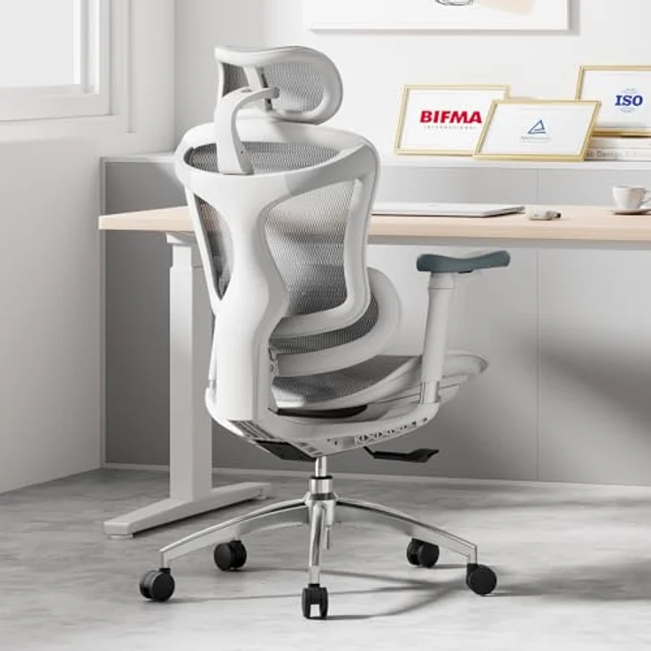 SIHOO Doro C300 Ergonomischer Bürostuhl mit ultraweichen 3D-Armlehnen, dynamischer Lordosenstütze für den Homeoffice-Stuhl, Verstellbarer Rückenlehne (Weiß) – Bild 3