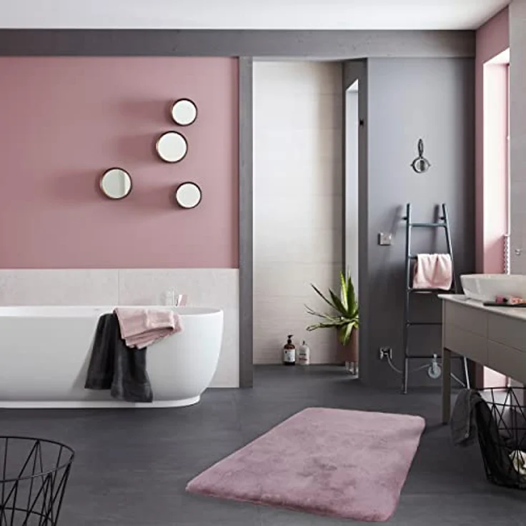 Schöner Wohnen Kollektion Badteppich 'Bali', rose, 67 x 110 cm, pflegeleicht, waschbar bei 30°C, für Fußbodenheizung geeignet, rutschhemmende Unterseite – Bild 2