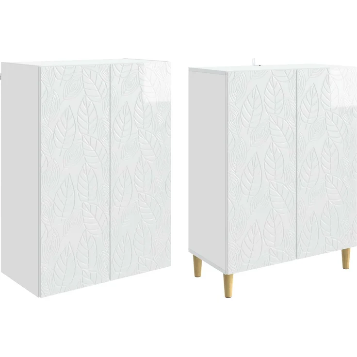 vidaXL Schrankset 2 pcs Hochglanz Weiß Holzwerkstoff 3416704 – Bild 3