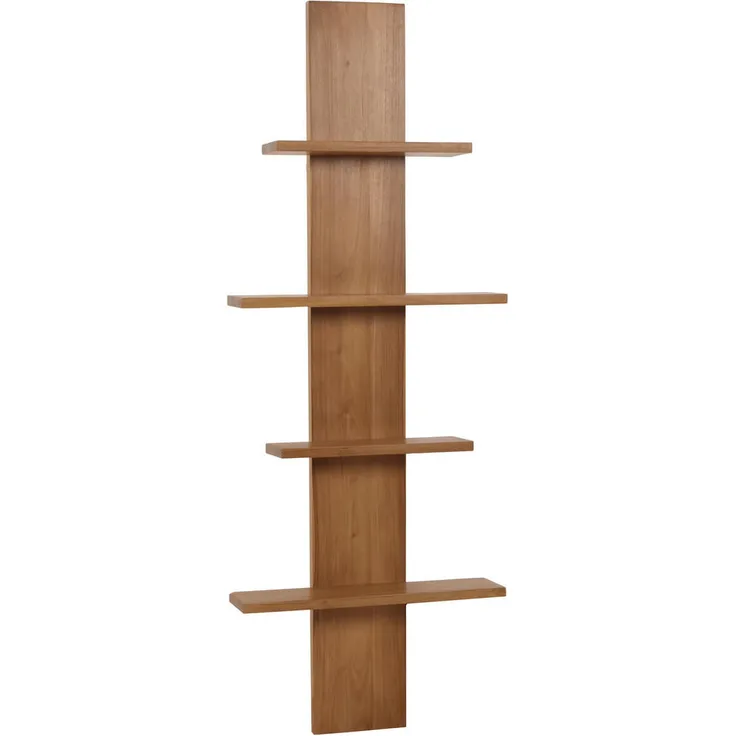 MCW Teak-Wandregal, Braun, B-Grade Teakholz, 56x151x15 cm, ideal für Wohnzimmer und Nassräume
