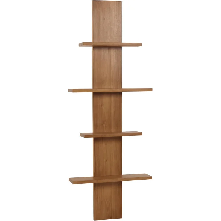 MCW Teak-Wandregal, Braun, B-Grade Teakholz, 56x151x15 cm, ideal für Wohnzimmer und Nassräume