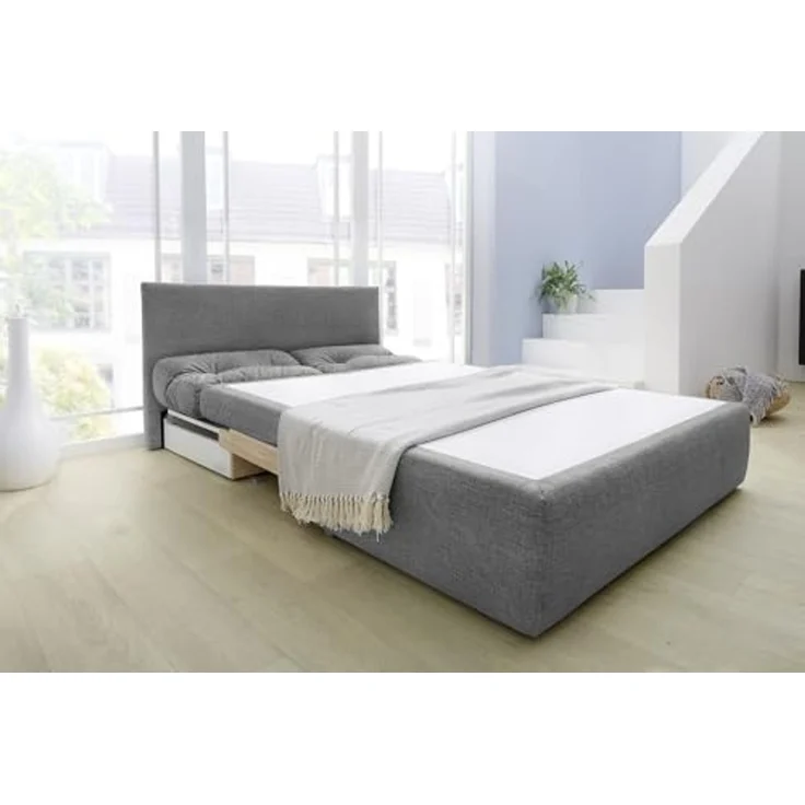 Schlafsofa 136 cm praktische Couch mit Funktion Bettkasten Gästebett in Grau – Bild 4