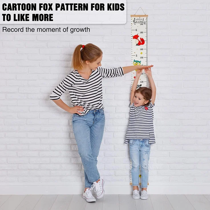 IWILCS Wachstum Messlatte, Höhe Wachstum Diagramm, Baby Messlatte Höhe Diagramm, mit Cartoon Fox Pattern für Schlafzimmer Kinderzimmer-Wanddekorationen(200cm *20cm) – Bild 5