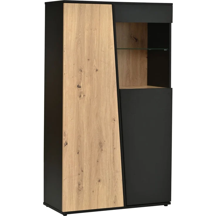Vitrinenschrank 80 x 35 x 139,5 cm mit Bluetooth-LED und verstellbarem Glasboden – Bild 7