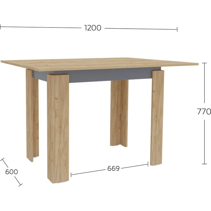 Shefa Esstisch Line Family ausziehbar 90-120 cm Eiche Goldkraft Anthrazit - Moderner Küchentisch – Bild 3