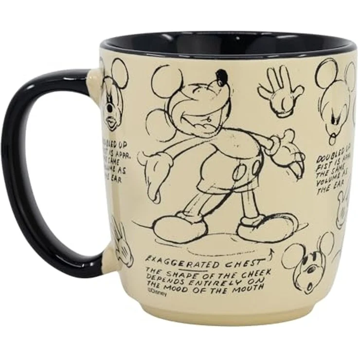Tasse mit Disney Mickey Mouse Motiv ca. 410ml aus Keramik ca. Ø 9 x 10 cm Skizze – Bild 2