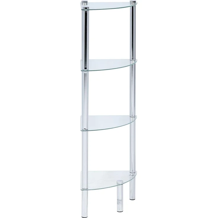axentia Eckregal Solanio mit vier Böden, Glasregal für Badaccessoires, Badmöbel für die Ecke, Standregal mit Wandbefestigung, ca. 30 x 108 x 30 cm – Bild 6