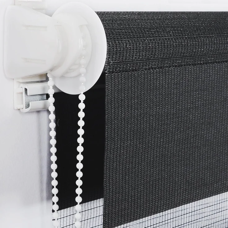 WOLTU Doppelrollo Klemmfix ohne Bohren Anthrazit B65 x H150 cm, Duo Rollo Zebrarollo Fensterrollo Klemmrollo Seitenzugrollo Easyfix lichtdurchlässig & verdunkelnd Rollos für Fenster und Tür – Bild 3