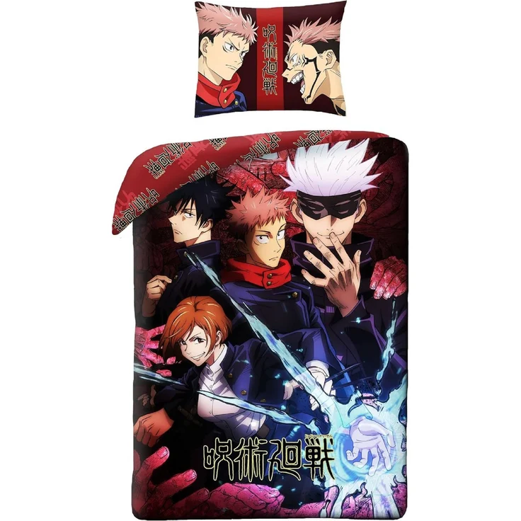 Jujutsu Kaisen Bettwäsche Set aus Mikrofaser Bettdeckenbezug 140 × 200 cm mit 70 × 90 cm Kissenbezug