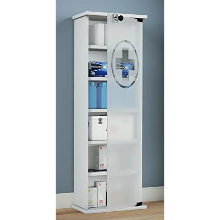 VCM Medizinschrank Gusal 916992 Weiß H. 92 x B. 31 x T. 18 cm – Bild 3