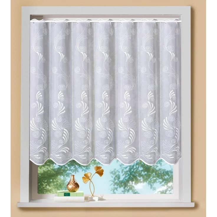 Stickereien Plauen Scheibengardine Scheibengardine Modena (1 St), Stangendurchzug, Polyester, echte Plauener Stickerei – Bild 1
