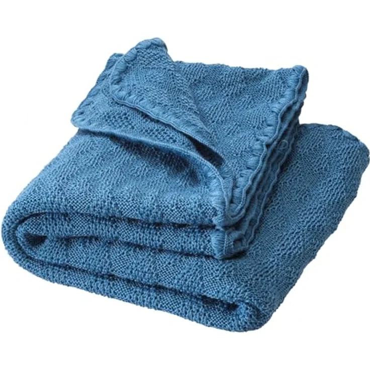 Disana Woll-Babydecke taubenblau 80x100cm – Bild 2
