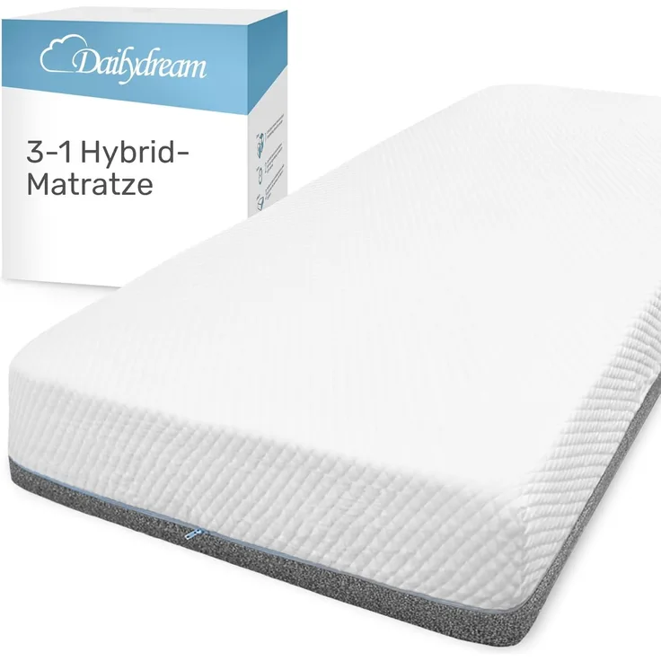 Dailydream 3in1 Matratze | Hybrid Taschenfederkern, Kaltschaum und Memory Foam | atmungsaktiv & anpassungsfähig | 90x200x26cm