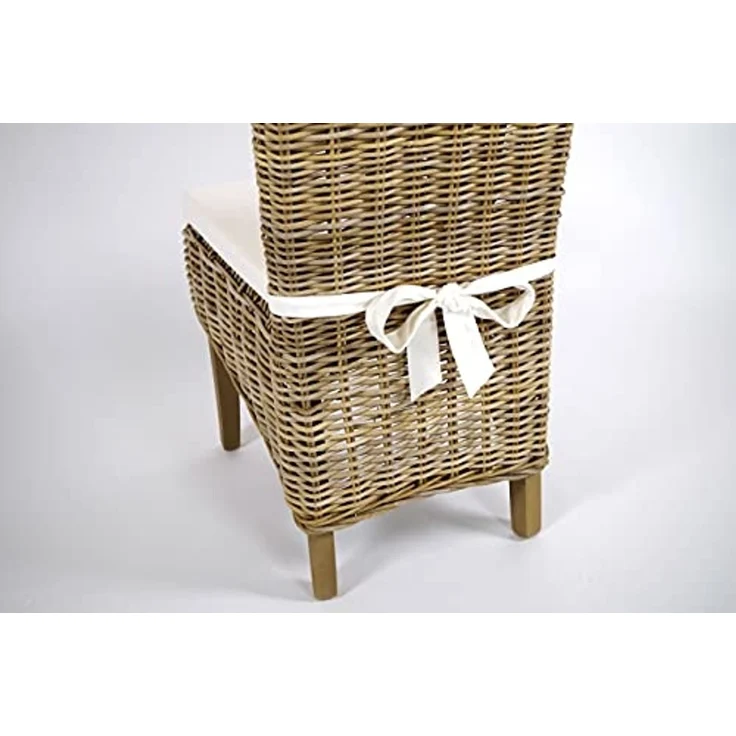 Kobolo Rattanstuhl NEWPORT Stuhl Hochlehner Rattan grau mit Kissen (kubu grey) – Bild 4
