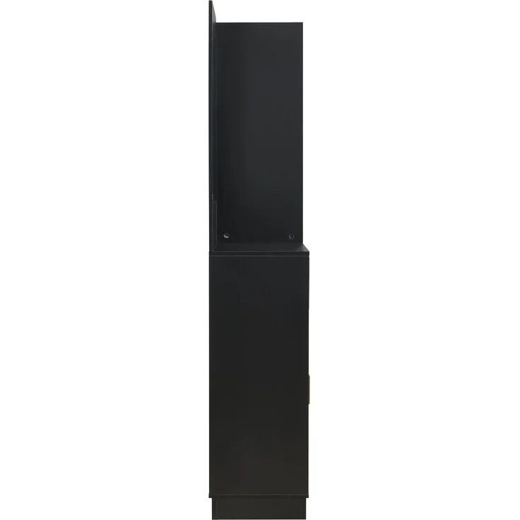 DESVIAE Garderobenschrank mit Spiegel und Schuhbank 110x185,5x33 cm MDF Schwarz – Bild 6