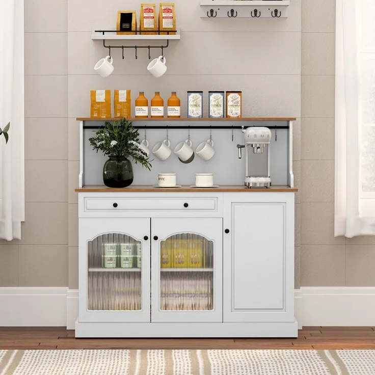 HOLTICO Sideboard Küchenschrank mit Arbeitsplatte, Küchenbuffet Buffetschrank (1 St), Weinschrank mit Schublade und Oberer Ablage