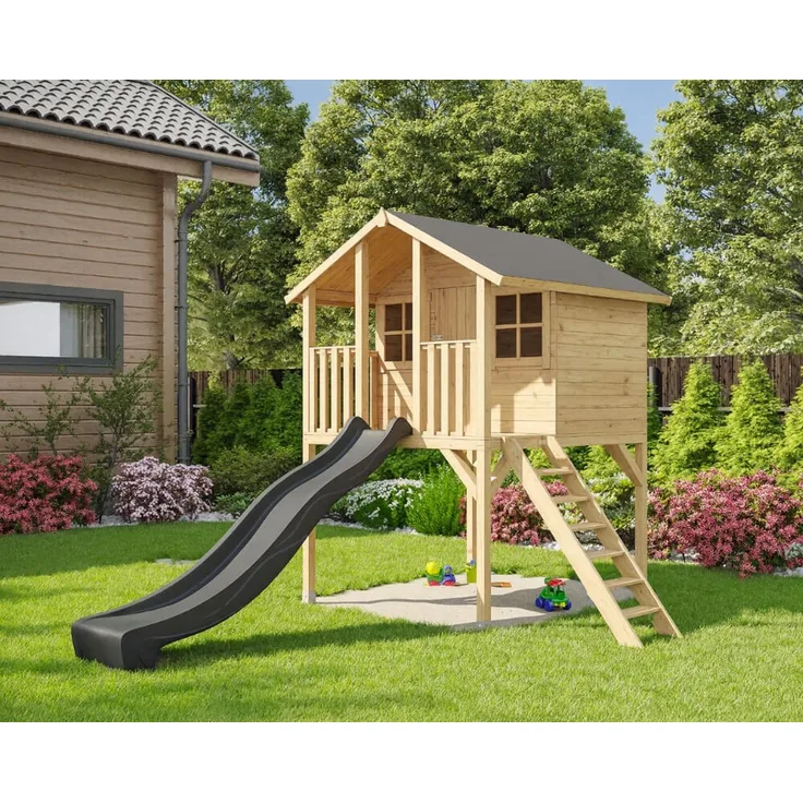 Stelzenhaus Tom / Toby mit Rutsche grau