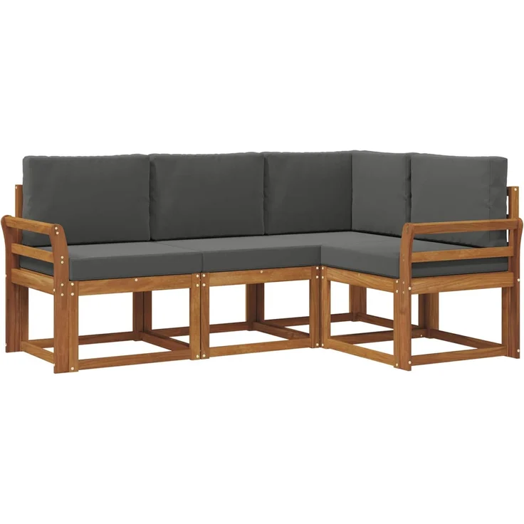 vidaXL Outdoor-Sofagarnitur mit Kissen 4 pcs Natur und Anthrazit 3366325 – Bild 2