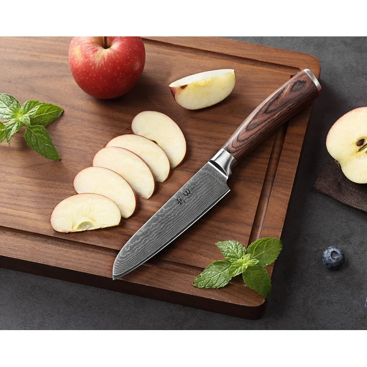 Wakoli Messer-Set EDIB Santoku Set I Kochmesser Küchenmesser-Set I 12 und 17cm Klingen (Damastmesser mit Geschenkbox, 2-tlg, 2er Damastmesser-Set), 67 Lagen Damaststahl, VG-10 Stahlkern – Bild 2
