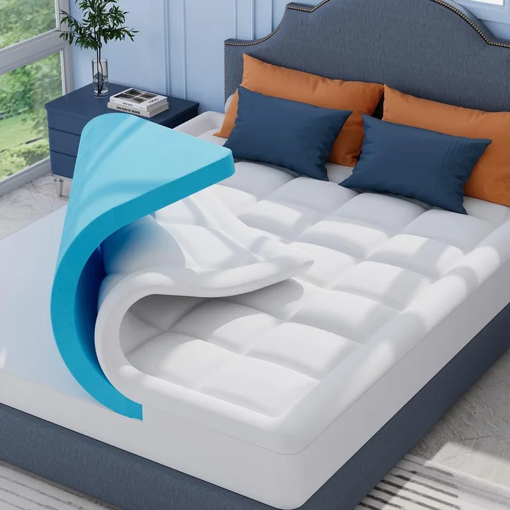 ELEMUSE Matratzen Topper 180x200 cm, H3 Gel Topper mit Waschbarem Flauschigem Bezug und Gelschaum, 7CM Höhe Weicher und Bequemer Matratzentopper für Boxspringbett und Unbequeme Betten Schlafsofa
