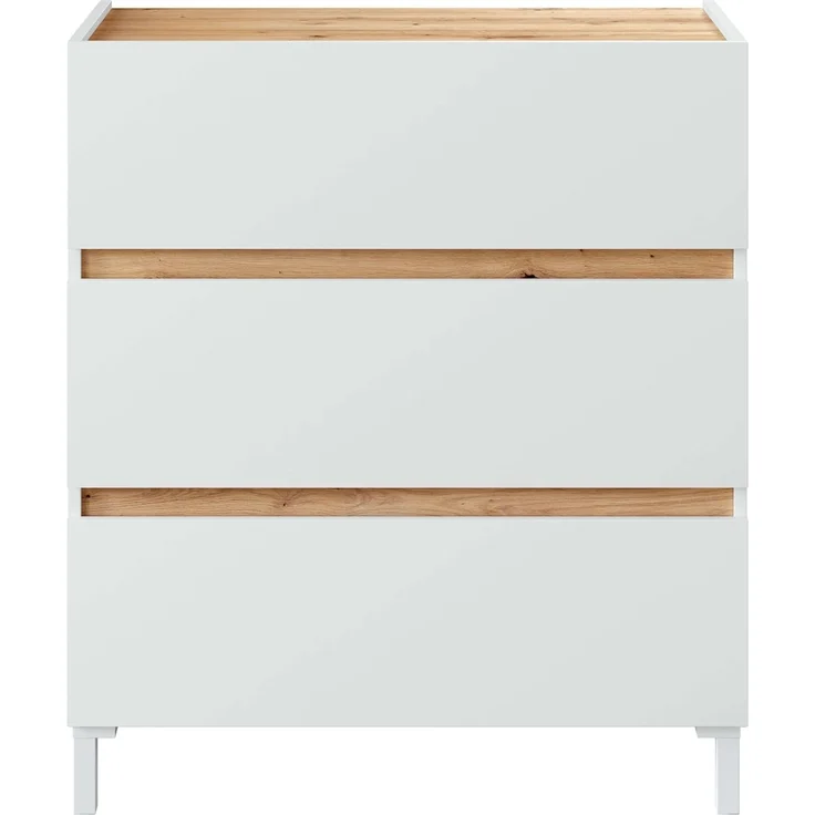 Calicosy Kommode 3 Schubladen in Eichenoptik und Weiß L79 cm - TEMPUS - Helles Holz – Bild 5