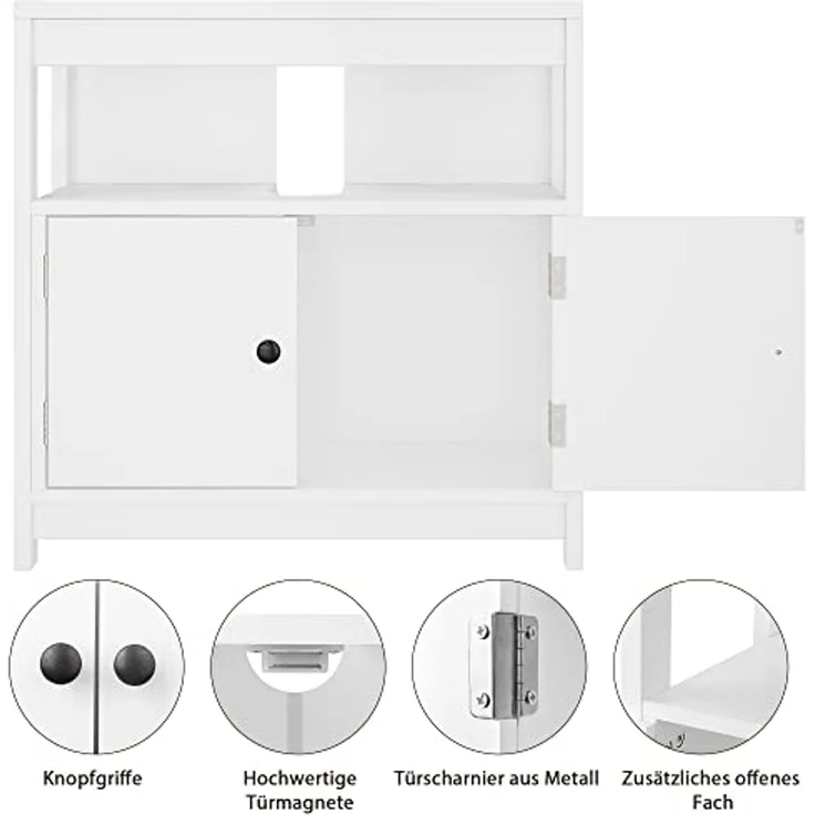 Homfa Nachttisch mit 3 Schubladen (1-St), Nachttschrank Nachtkommode Weiß 45x38x55,5cm – Bild 6