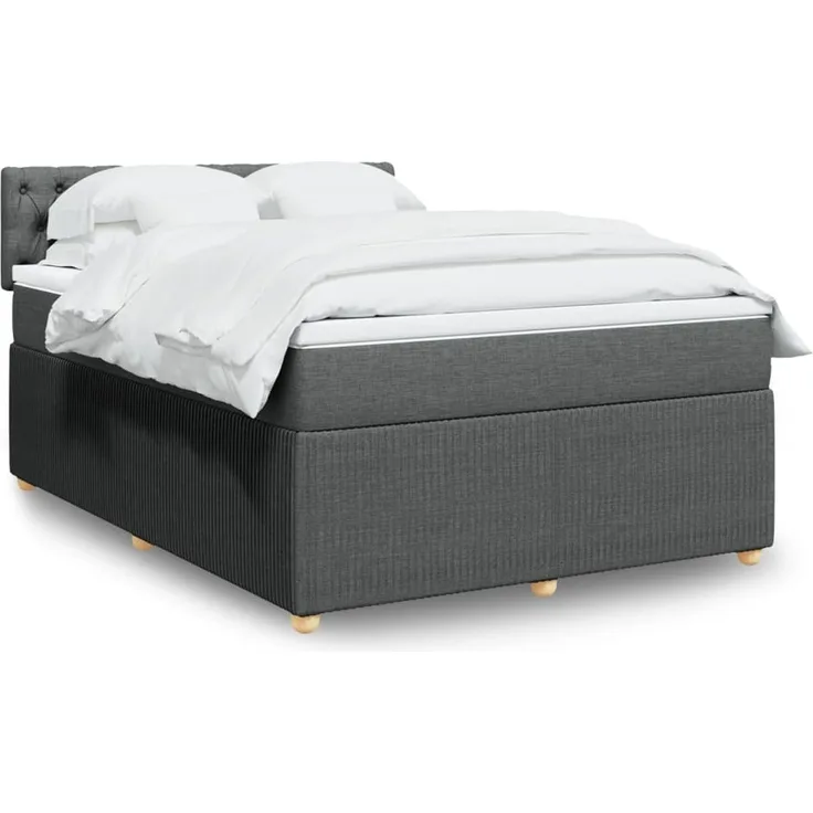 vidaXL Boxspringbett mit Matratze Dunkelgrau 140x200 cm Stoff 3287487