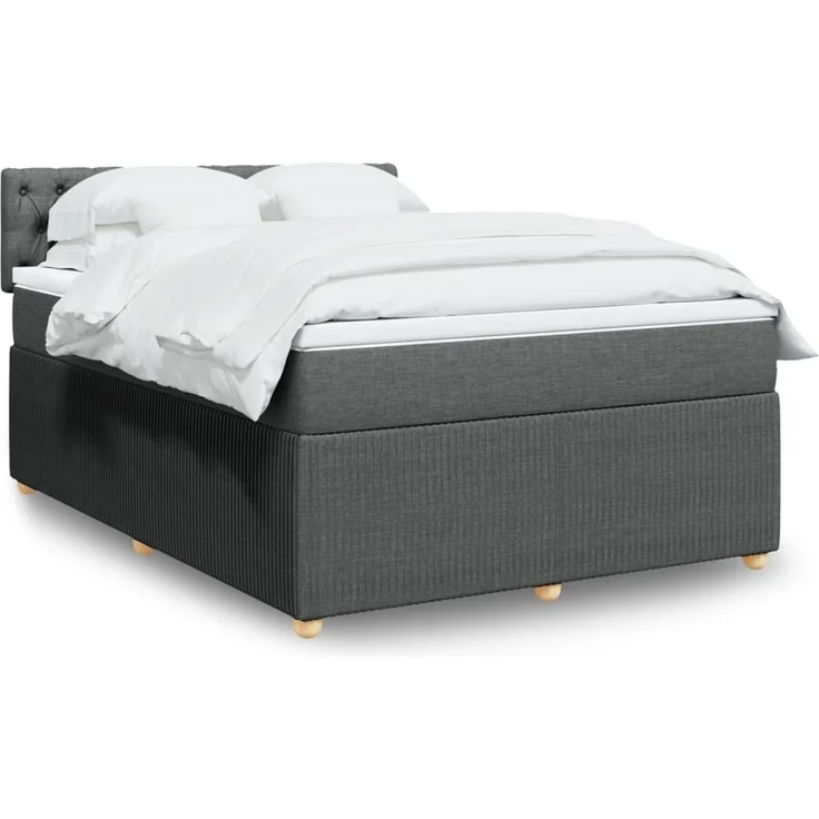 vidaXL Boxspringbett mit Matratze Dunkelgrau 140x200 cm Stoff 3287487 – Bild 1