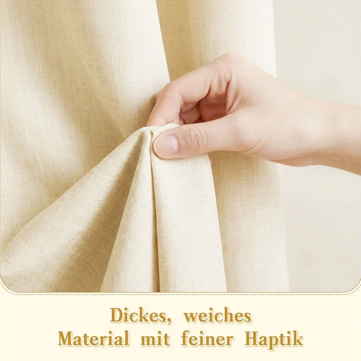 M&W DAS DESIGN Duschvorhang Shower curtains Anti schimmel Waschbar Mit gewicht Schwer Leinen beige Breite 180 cm – Bild 4