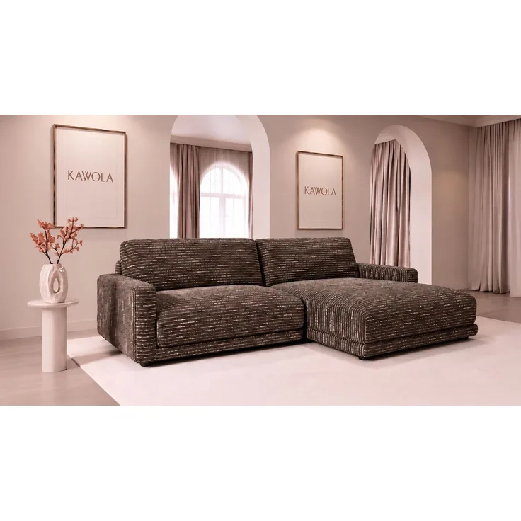 KAWOLA Sofa MARLIN Ecksofa Stoff braun Longchair rechts 80 x 168 x 262 cm