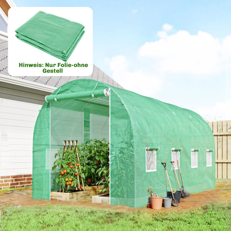 Outsunny Gewächshausfolie, PE, Grün, 400L x 200B x 200H cm – Bild 2