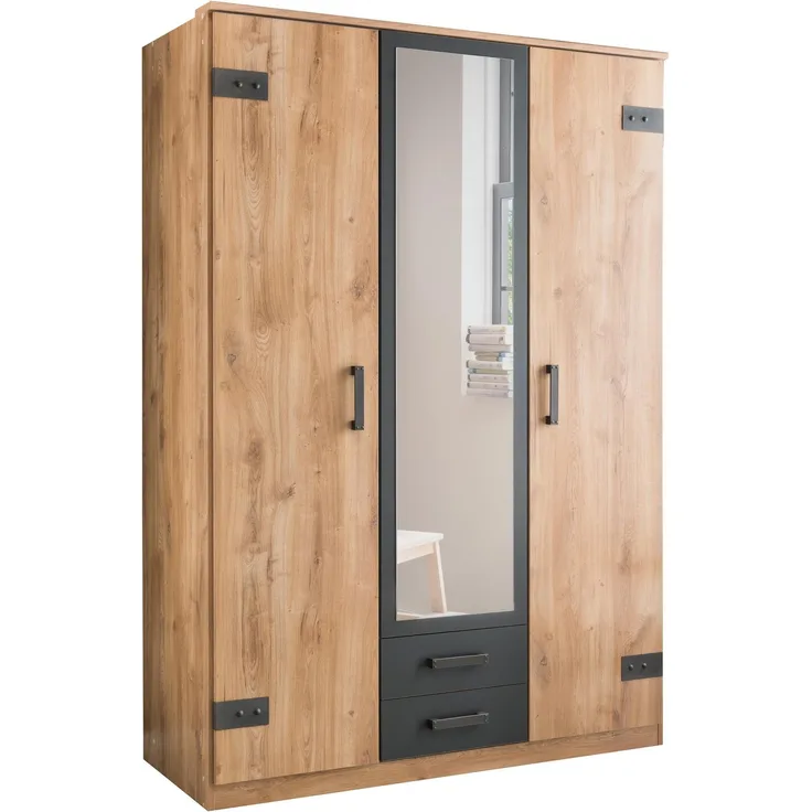 Kleiderschrank >Cheston< in Plankeneiche - 135x198x58cm (BxHxT)