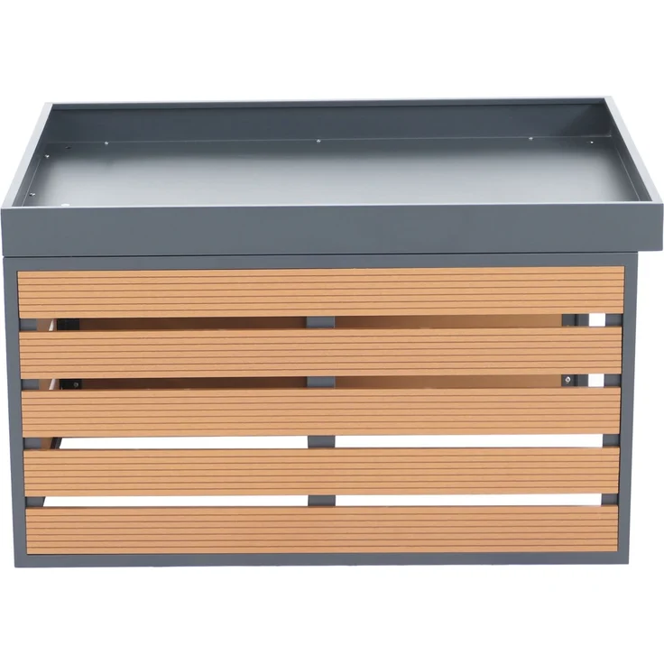 XL Mähroboter-Garage mit Pflanzkasten HWC-L45, Dach Unterstand für Rasenmäher, WPC Metall 54x70x94cm ~ Eiche-Optik – Bild 7