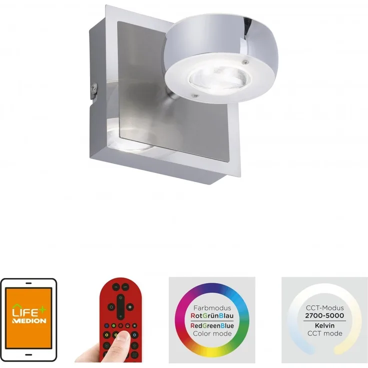JUST LIGHT 12471-55 LOLAsmart LED Wandleuchte OPTI RGBW stahlfarben CCT