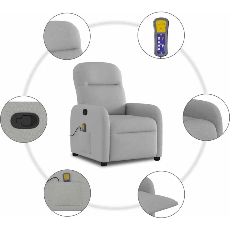 vidaXL Massagesessel Wolkengrau Stoff 4015541 – Bild 7