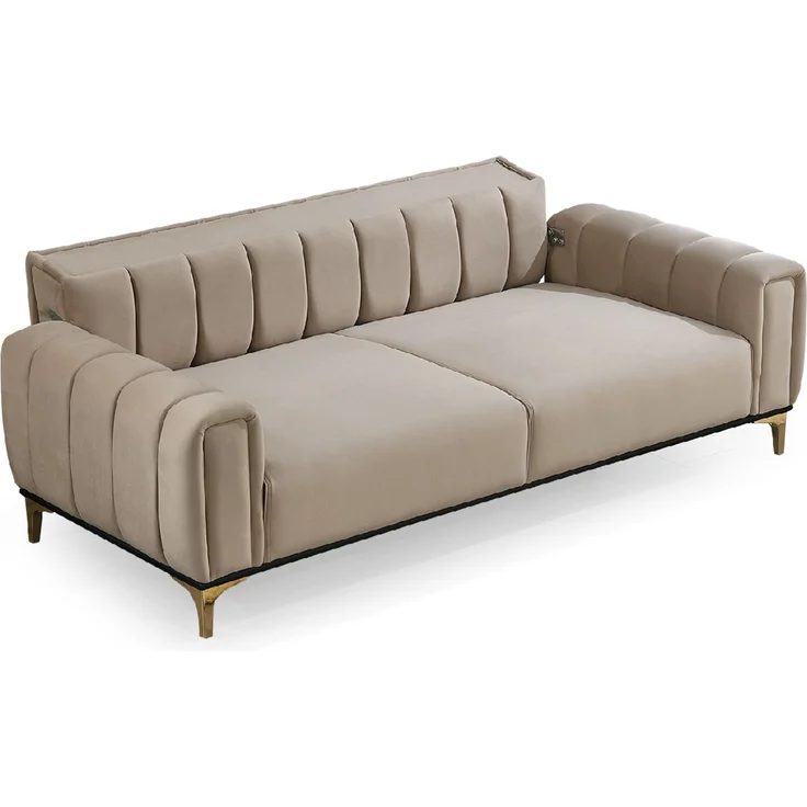 Sitzgruppe/Sofa Set - Wohnzimmergarnitur "Evora" 3+3+1-Beige – Bild 4