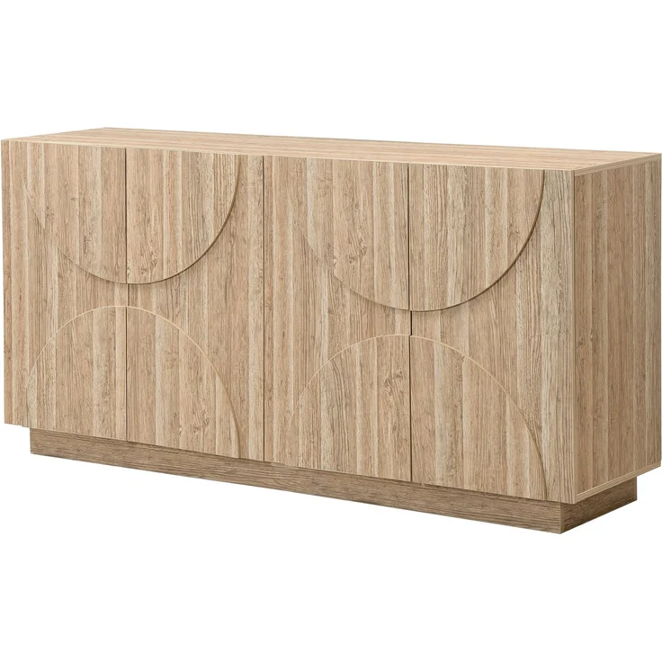 Merax Sideboard Kommode mit Regalen, Sideboard mit Rebounder, natürliche Holzmaserung – Bild 9