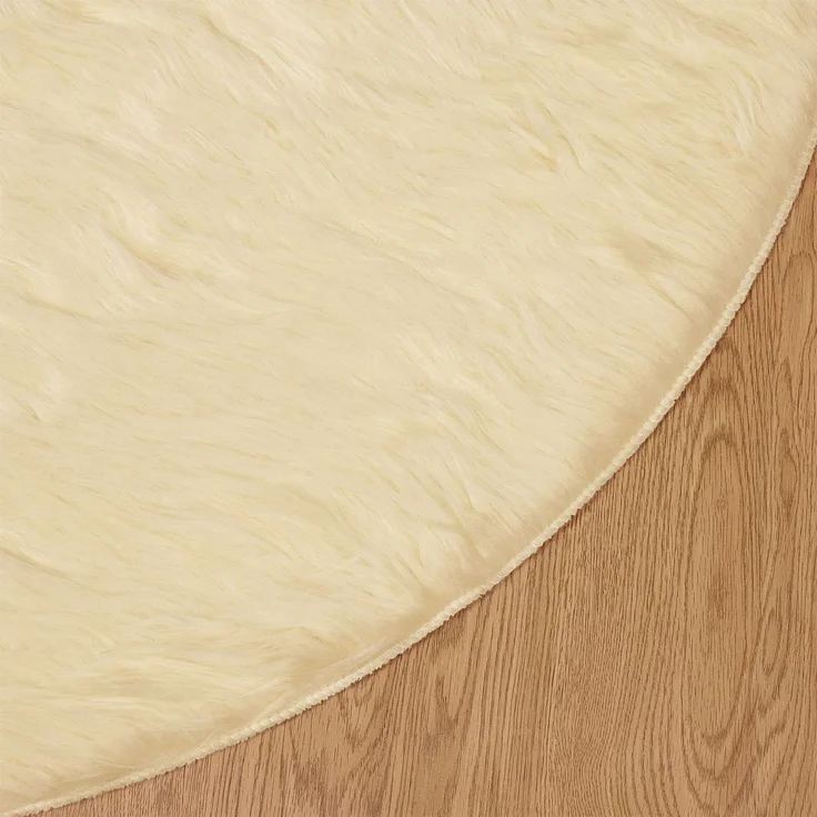 vidaXL Teppich aus Kunstschaffell TAFALLA Creme Ø 120 cm Polyester 42021515 – Bild 7