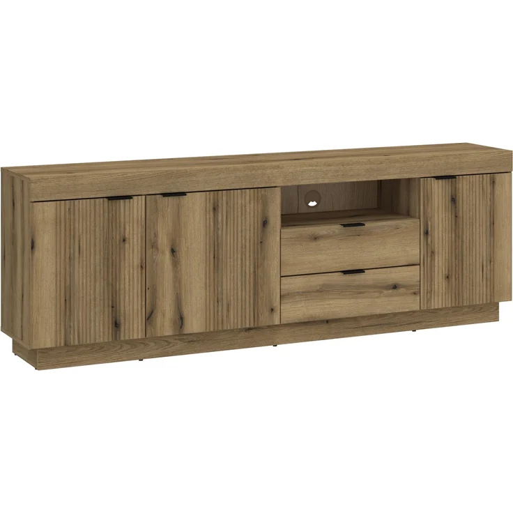 Wohnwand >Delamar< (3-teilig) in Coast Evoke Eiche Dekor - 266x165x40 (BxHxT) – Bild 3